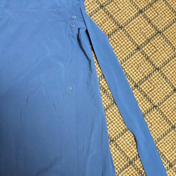 Kosan Travel Co Convertible Wrap Dress XS Navy Blue Midi Outdoors Pocket Stretch - Picture 12 of 16